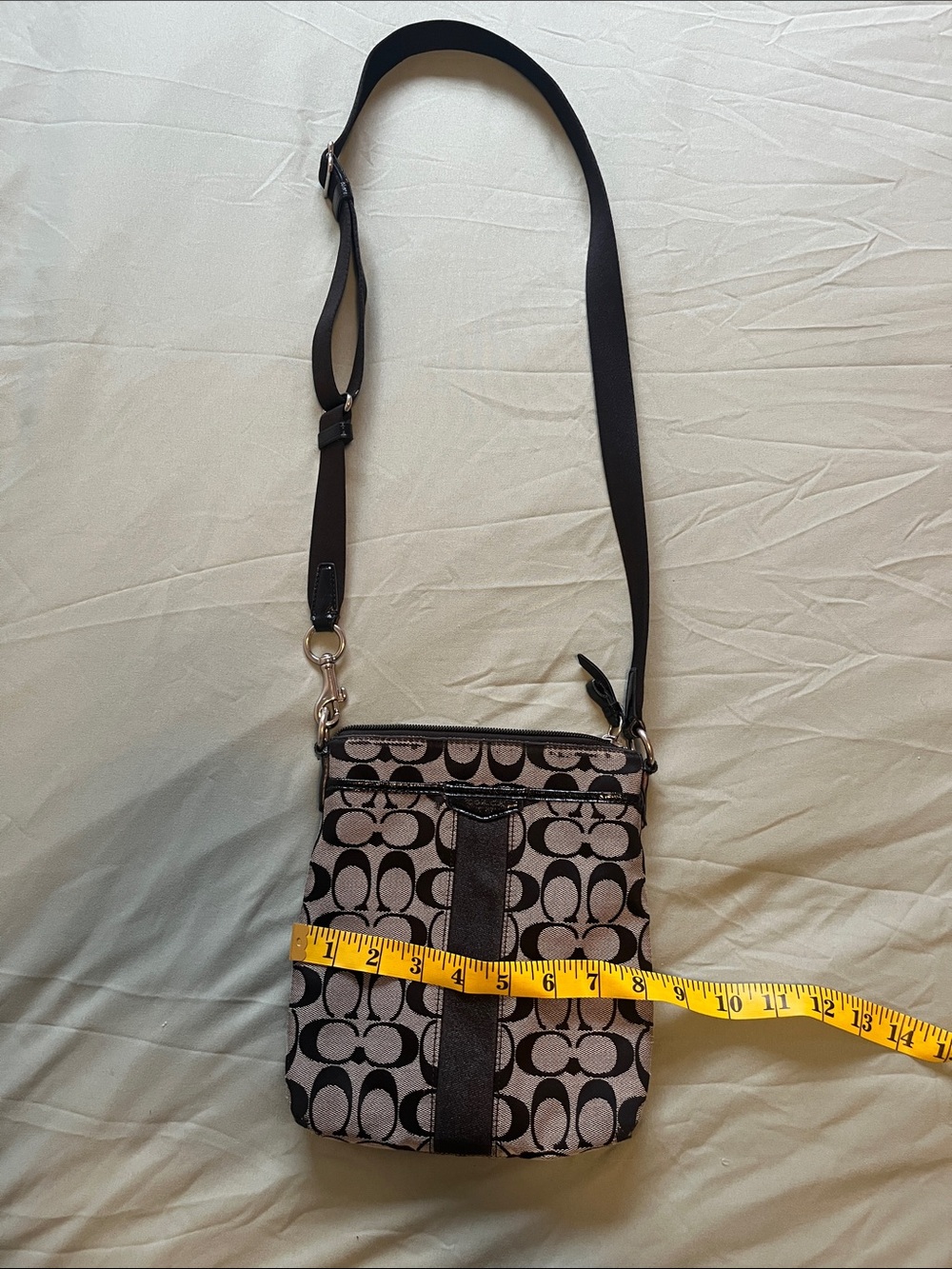 Vintage Coach Black and Tan Signature Small Crossbody